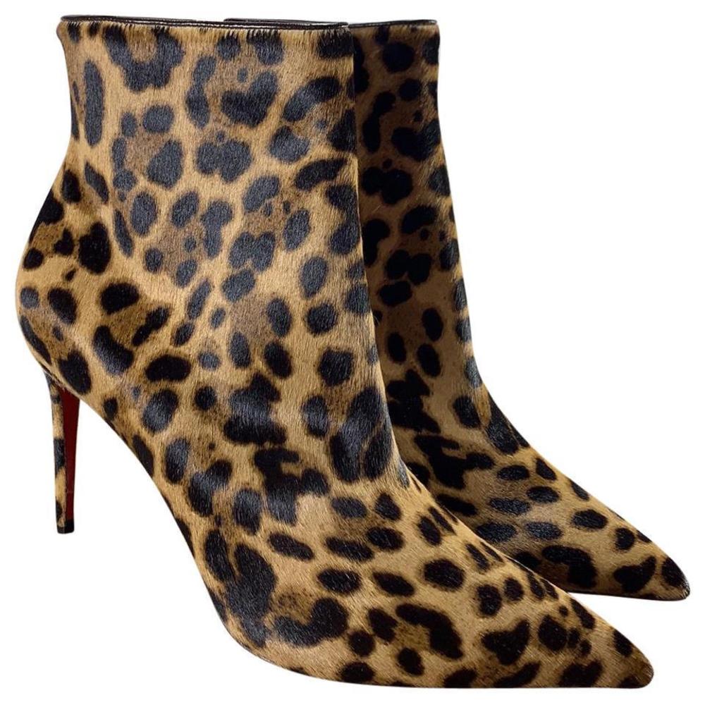So Kate Booty Leopard Calf Hair Pony Fur 85mm Boots Booties D733